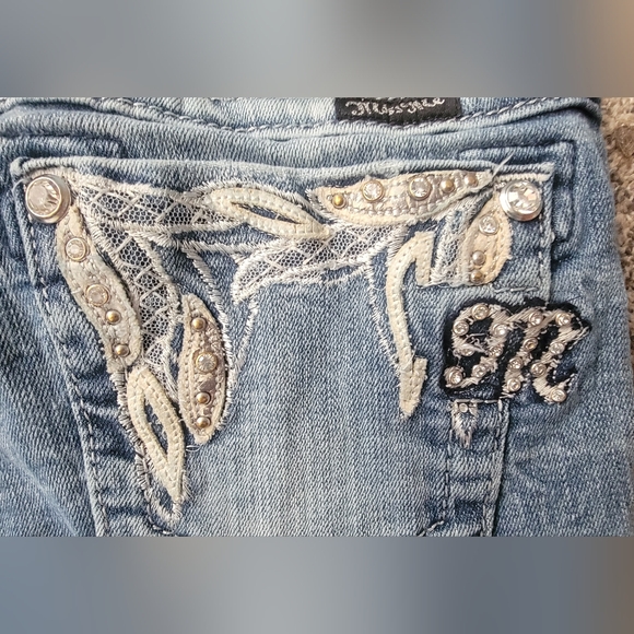 Miss Me Jeans Back Pocket Detailing Size 27 Western Cowgirl Flair - Picture 5 of 10